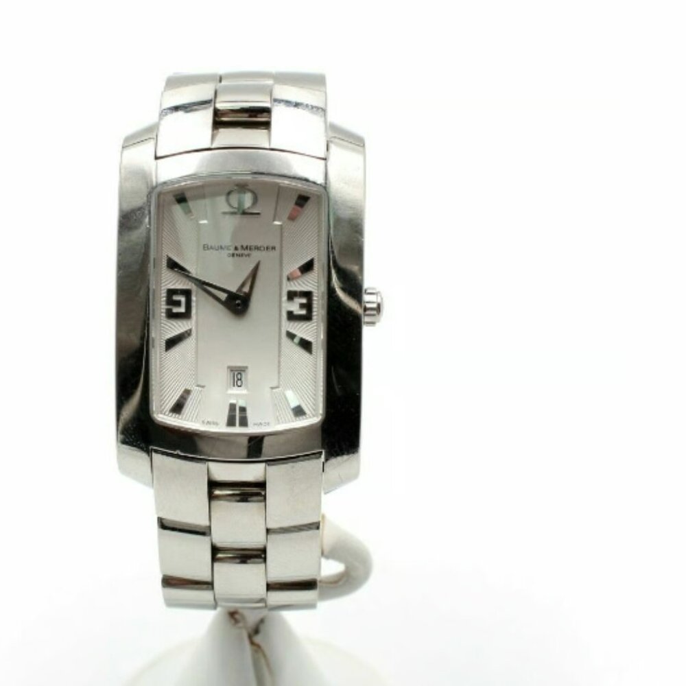BAUME & MERCIER HAMPTON 65455 SWISS DATE STAINLESS STEEL LADIES WATCH #10136-6